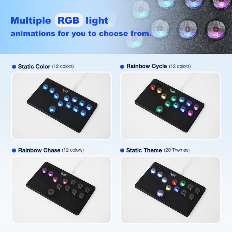 BitFunx Flatbox Leverless Controller Arcade Stick, All-Button Arcade Controller 12Keys for PS4/PS3/PC/Switch/Steam, Arcade Fight Stick with SOCD/RGB/Turbo/Hot-Swap/Low Profile Switch - Image 5
